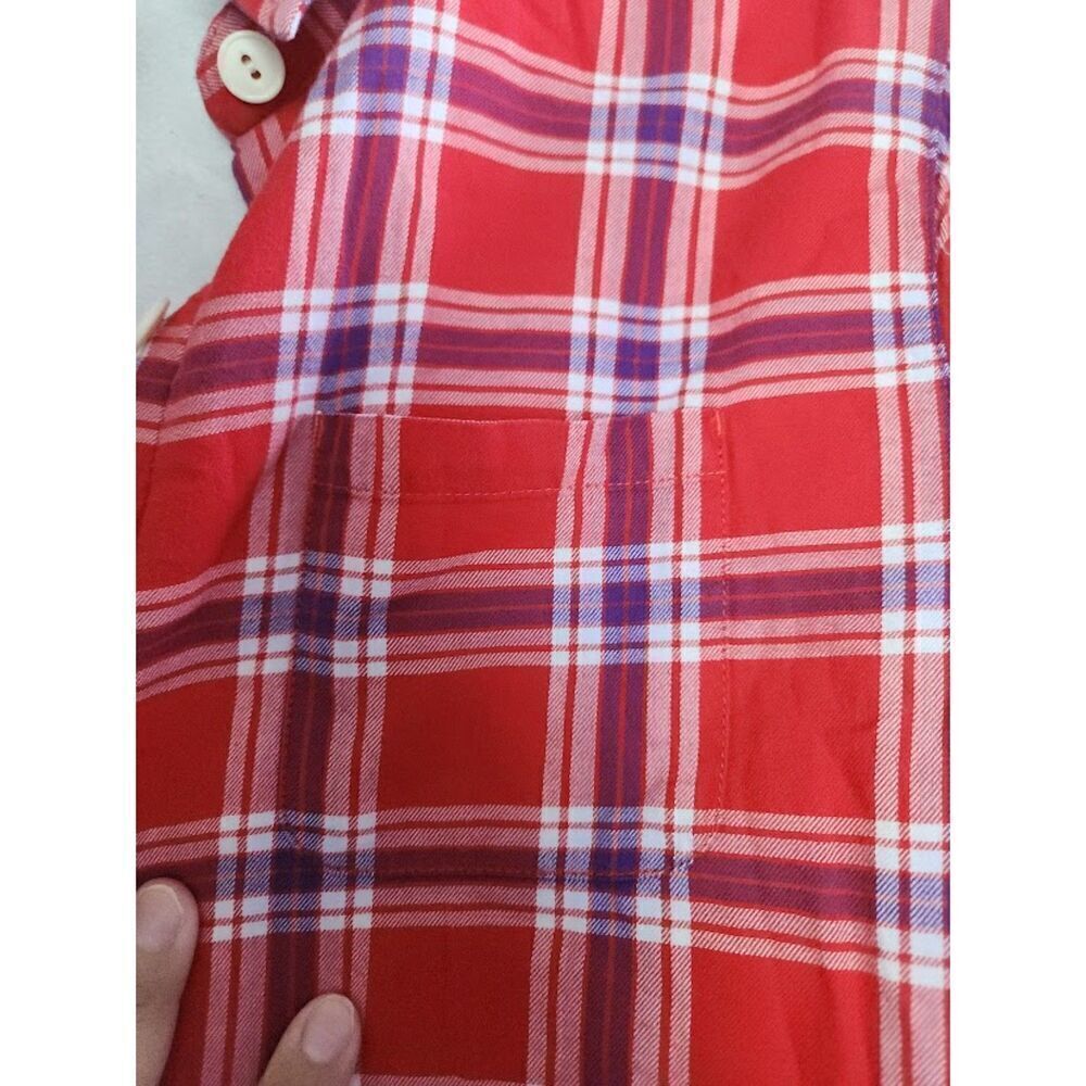 L.L.Bean Women Red Blue Plaid Fleece Lined Flannel Shacket (Jacket/Shirt) Medium - Picture 9 of 11